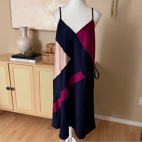 TRINA TURK NWT Navy Satin Miraculous Dress Slip Dress Size XXL - Picture 4 of 11